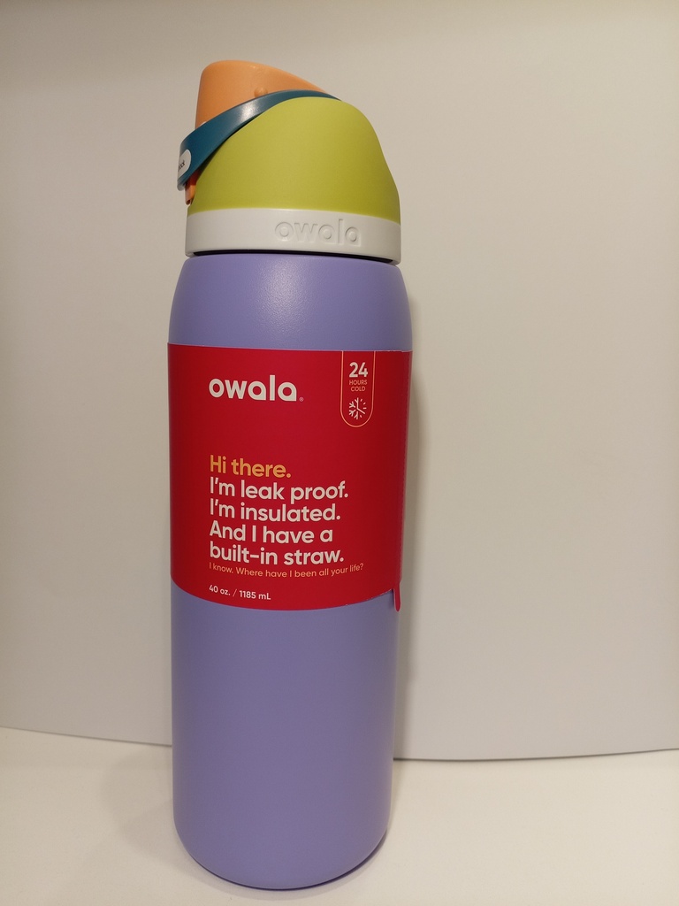 TERMO OWALA MORADO TAPA VERDE 40 ONZ.