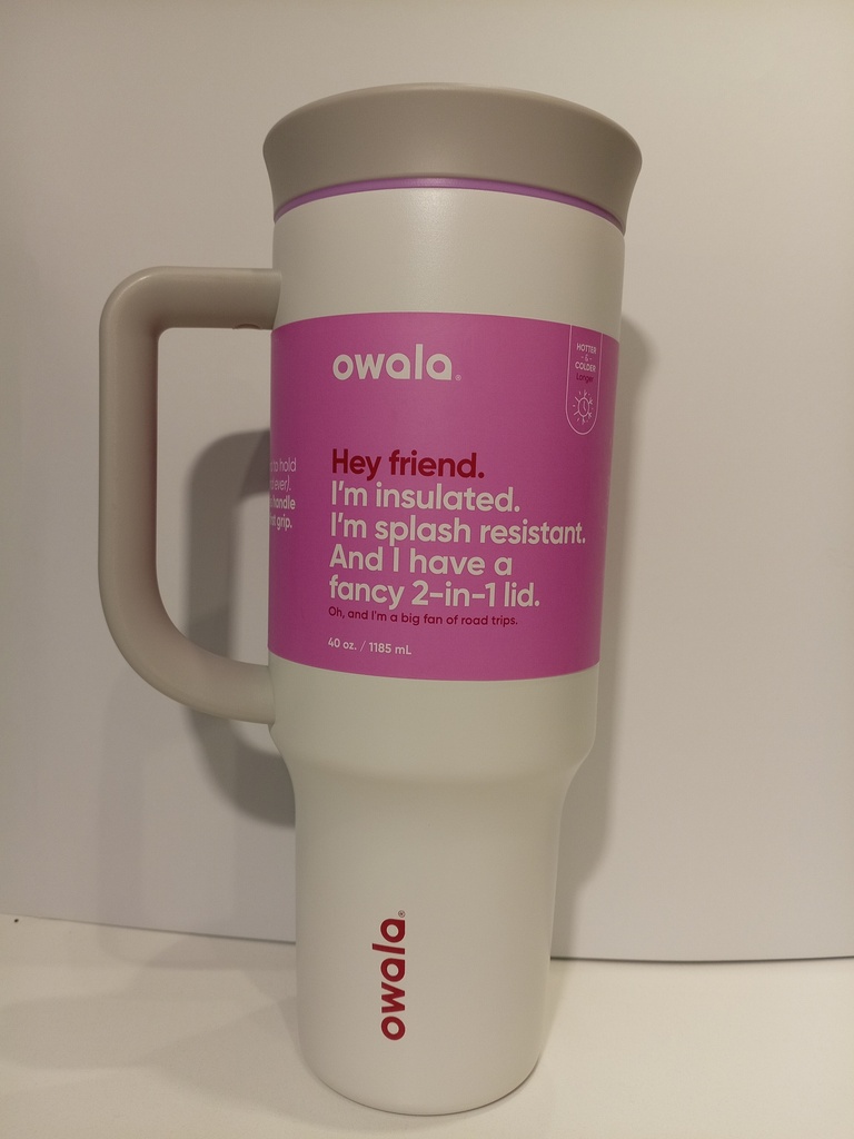 TERMO CON PITILLO OWALA BLANCO TAPA GRIS 40 ONZ.  