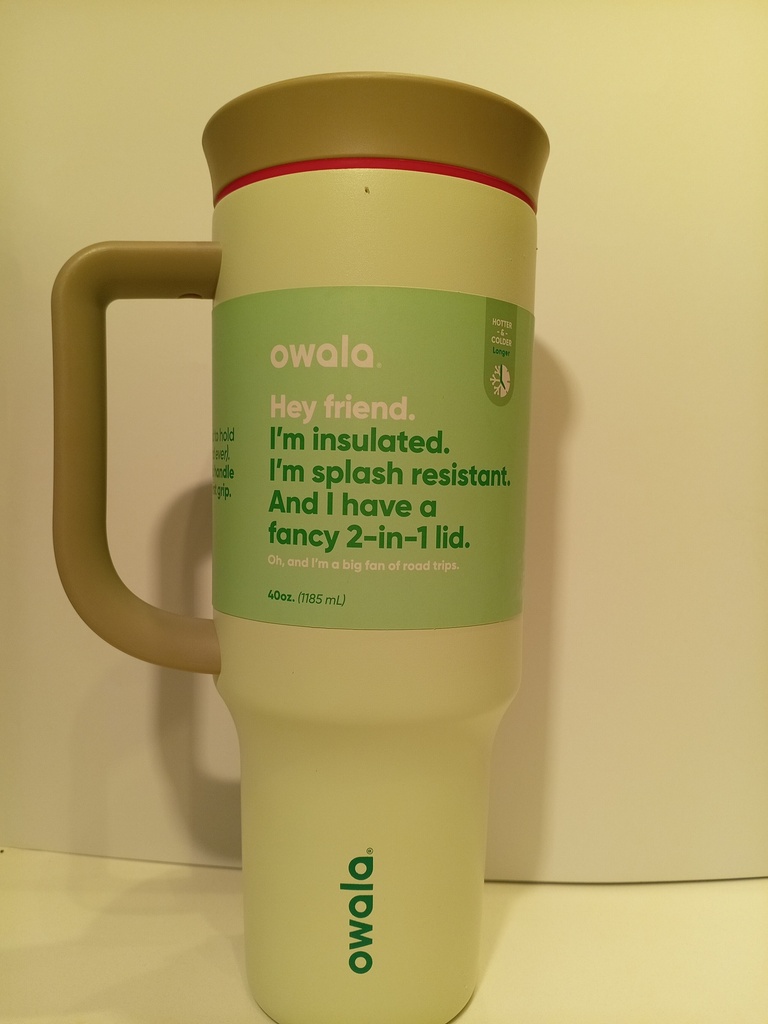 TERMO CON PITILLO OWALA VERDE CLARO TAPA GRIS 40 ONZ. 