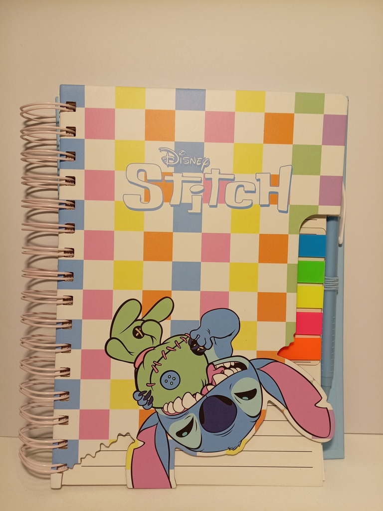 LIBRETA ESPIRAL STITCH NOTAS Y BOLIGRAFO