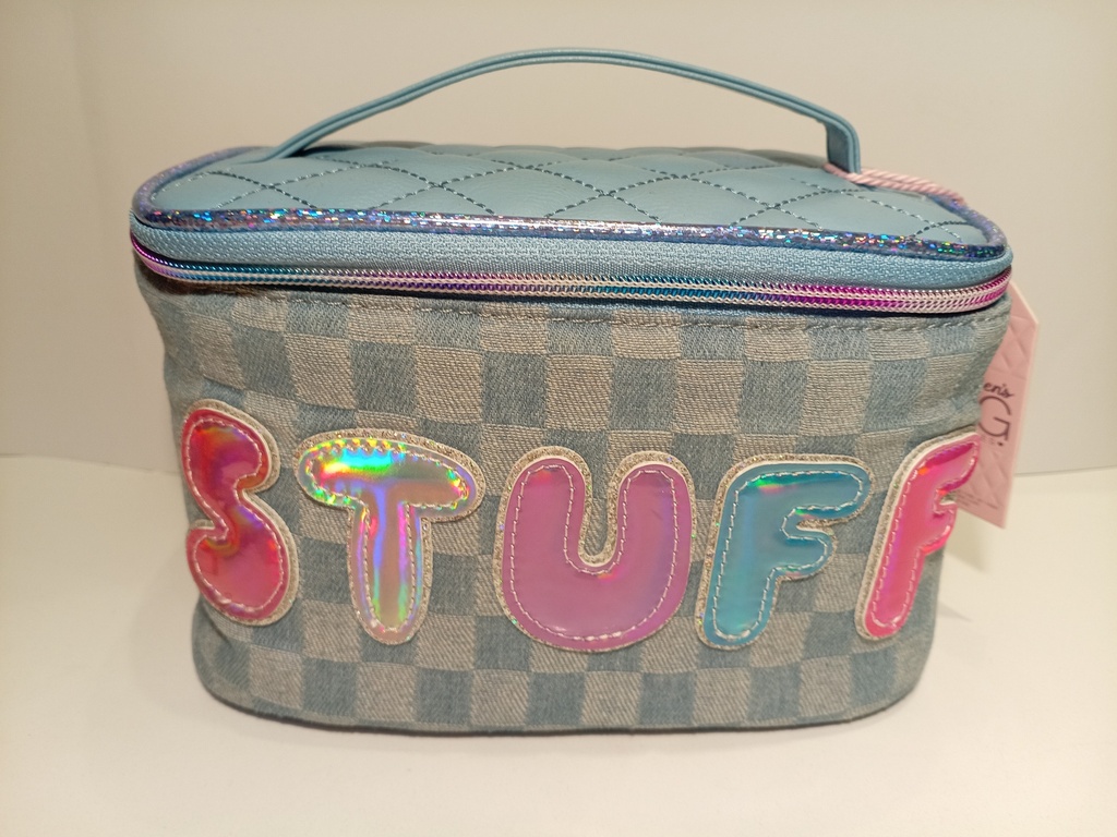 BOLSO PORTACOSMETICOS AZUL DE CUADROS