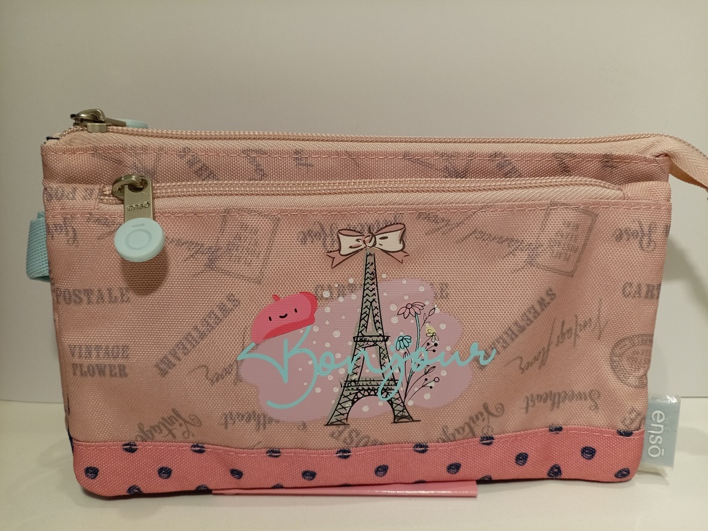 CARTUCHERA ENSO PORTATODO TRIPLE  PARIS 2 CIERRES