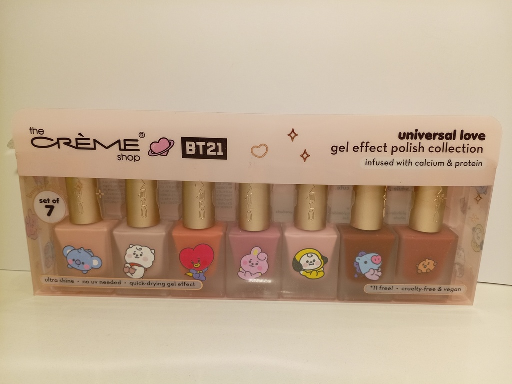 SET DE 7 PINTURAS DE UÑA BT21 THE CREME SHOP