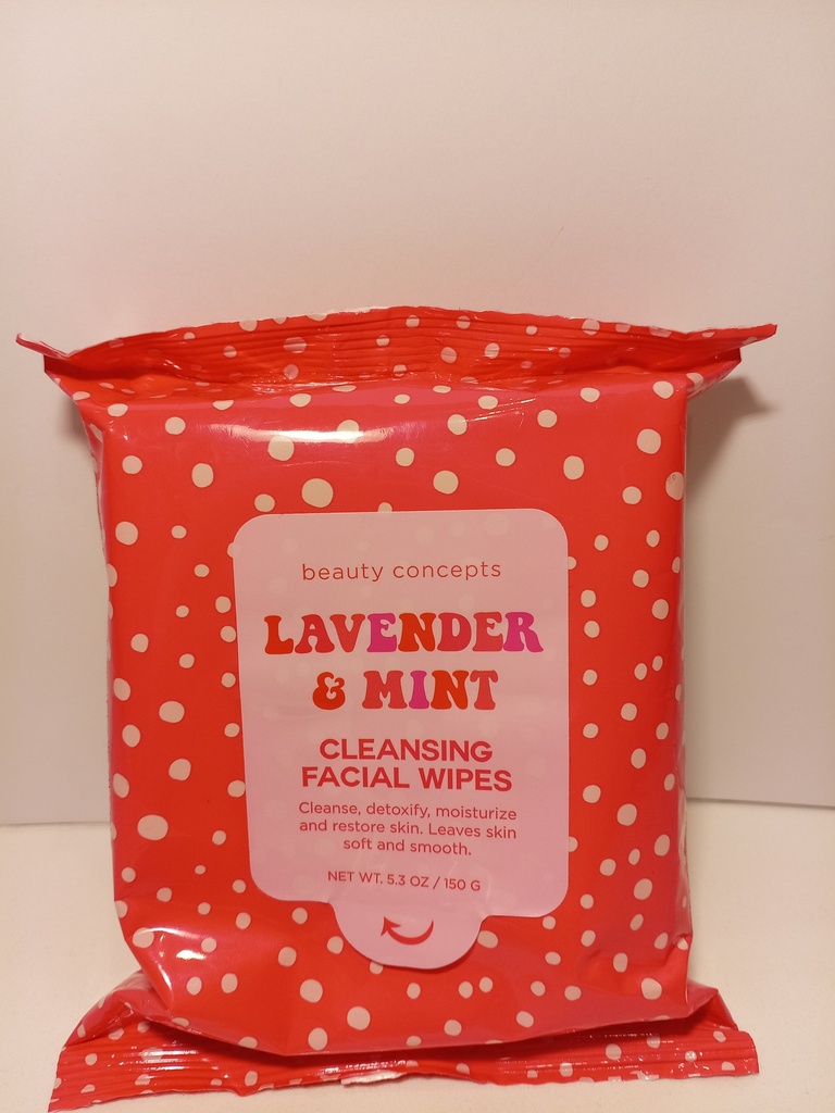 TOALLITAS HUMEDAS FACIALES CON LAVANDA Y MENTA