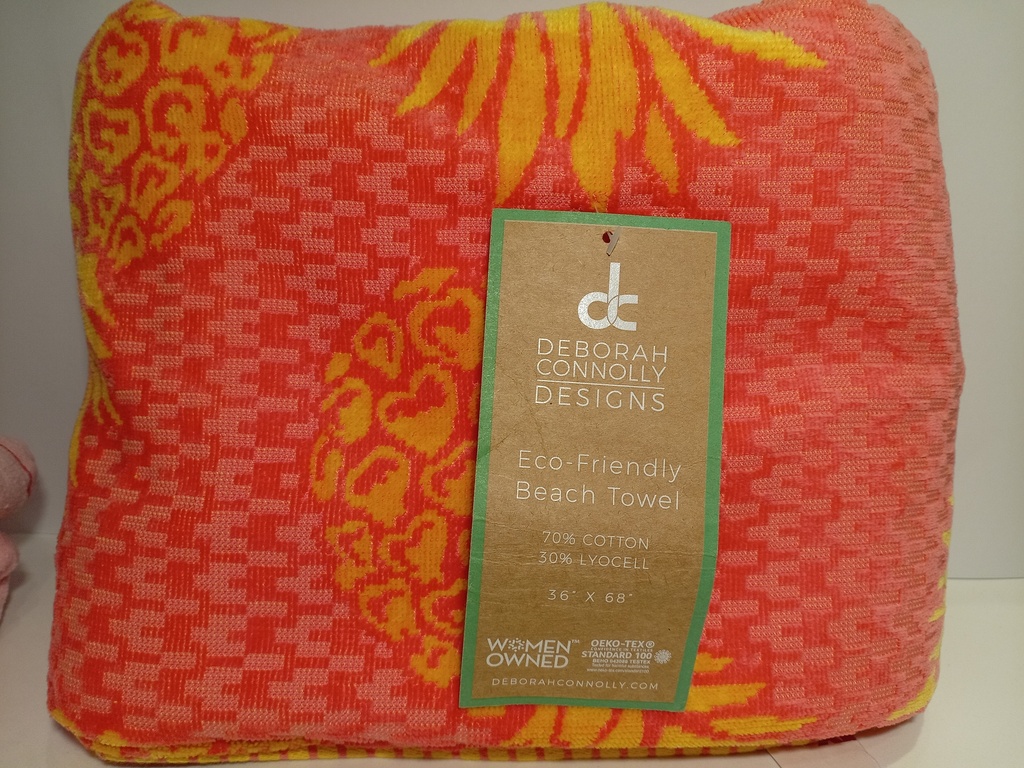 TOALLA DE BAÑO DEBORAH CONNOLLY PIÑAS FONDO SALMON