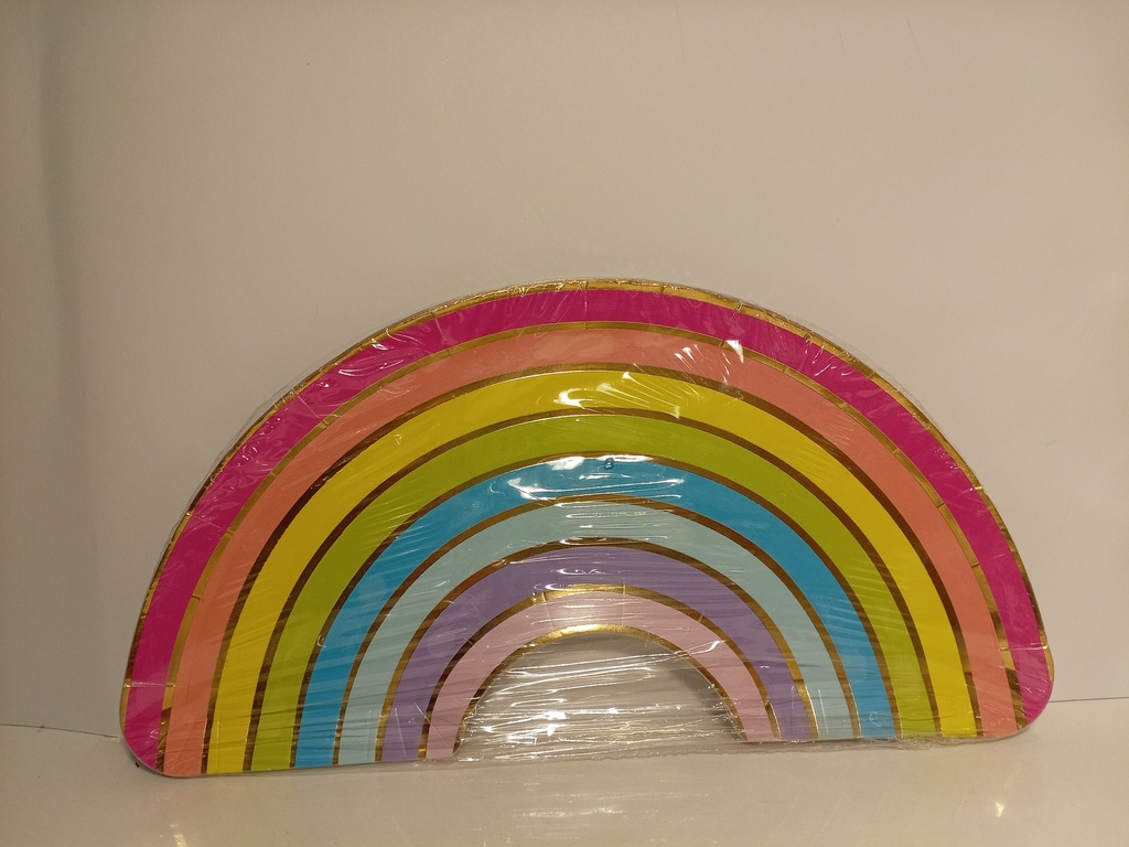 PLATOS DE CARTON FORMA DE ARCOIRIS