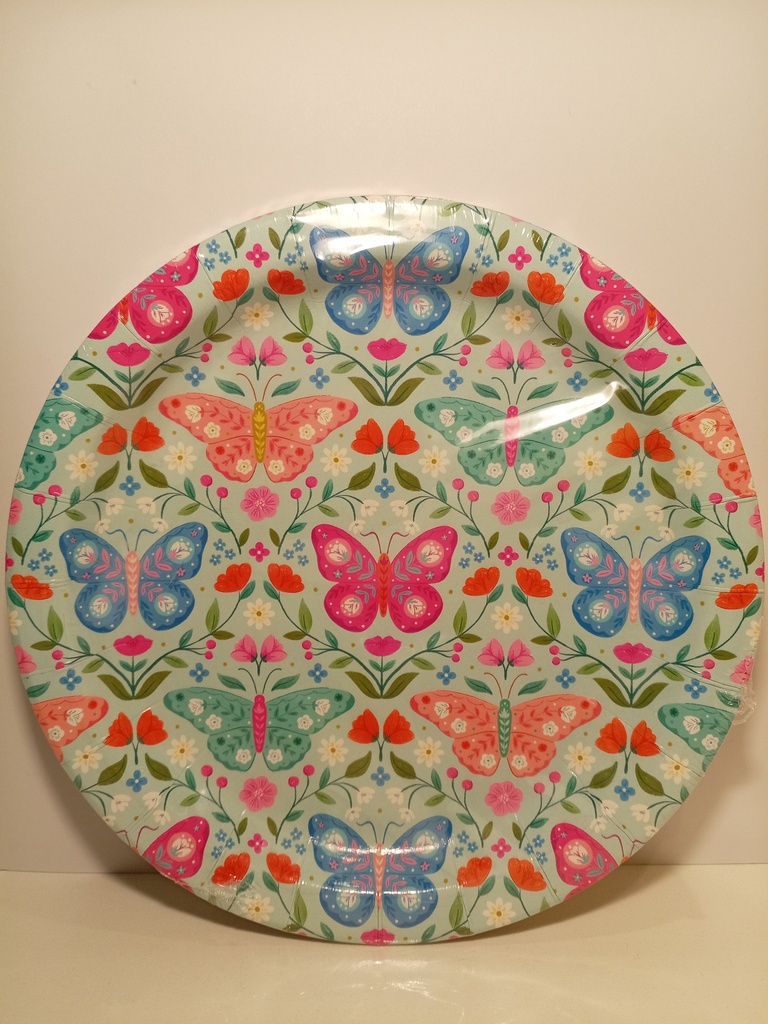 PLATOS DE CARTON CLEMENTINE MARIPOSAS 20.3CM