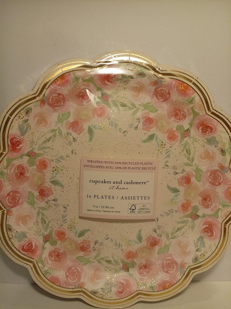 PLATOS DE CARTON  DORADO AT HOME 16UNI. 22.86CM