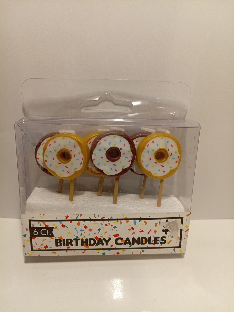 VELAS DE CUMPLEAÑOS DE DONAS 6 UNI.