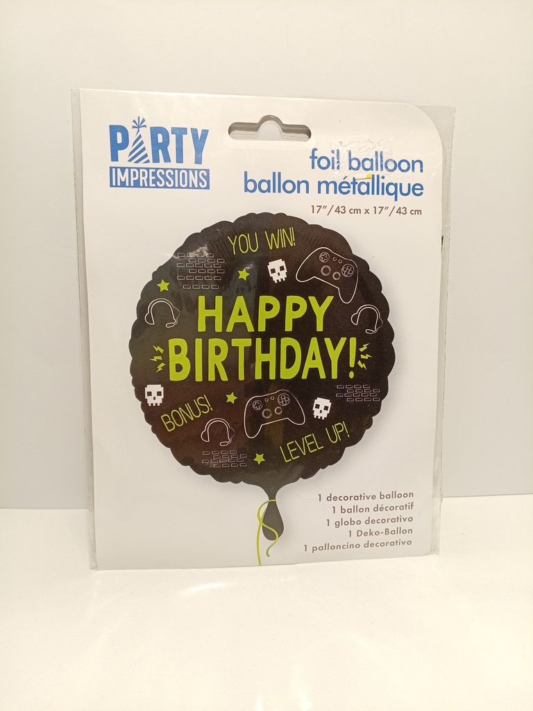 GLOBO PARA CUMPLEAÑOS HAPPY BIRTHDAY FONDO NEGRO