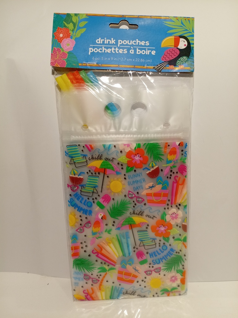 BOLSAS PARA BEBIDA CON PITILLO MOTIVO PLAYA