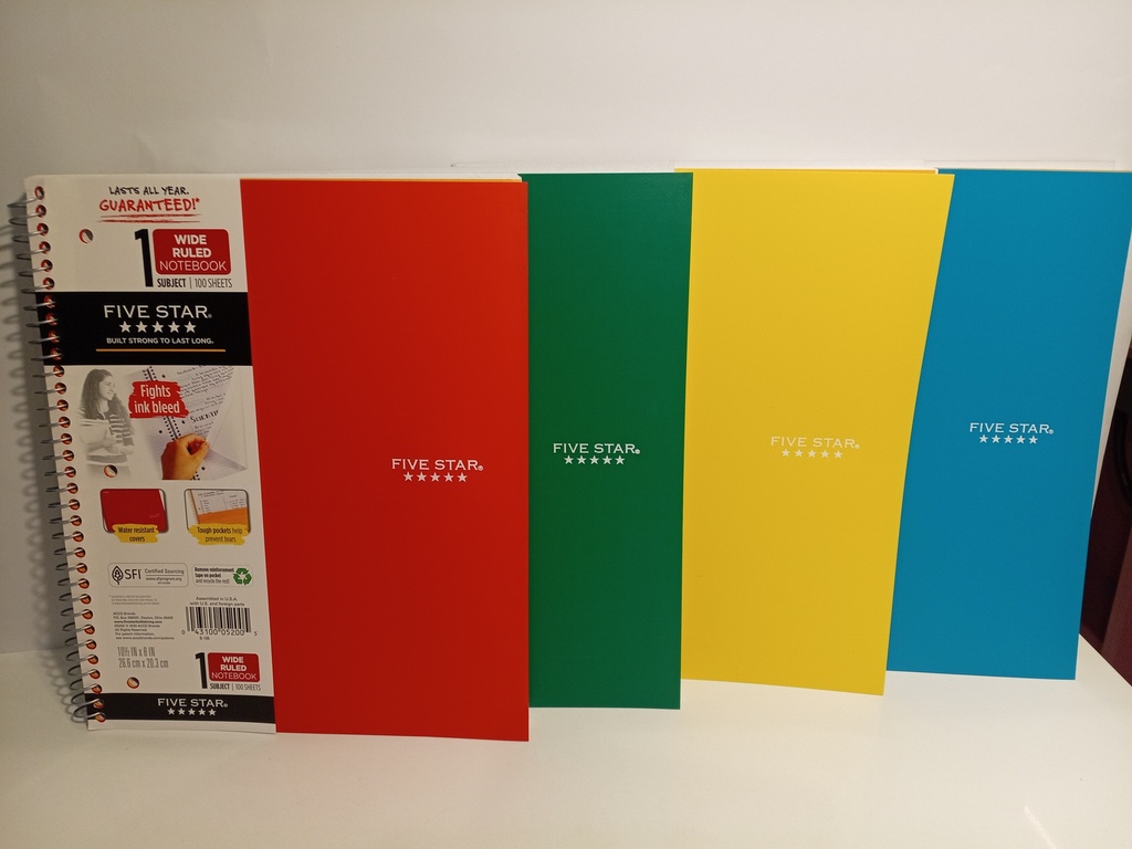 LIBRETA ESPIRAL FIVE STAR VARIAS