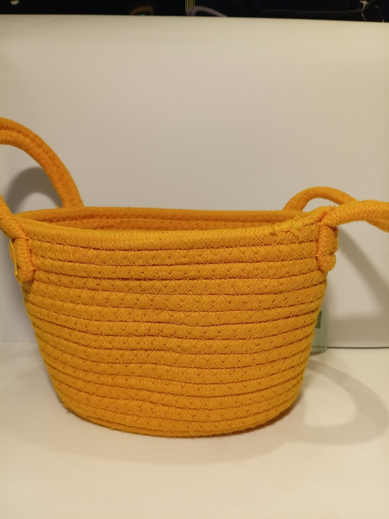 CESTA TEJIDA AMARILLA THE SPRING SHOP 17.8X15.2X12,7CM