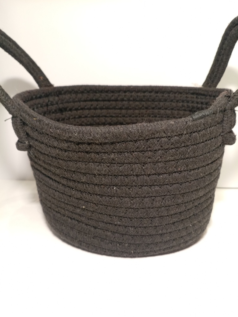 CESTA TEJIDA NEGRA THE SPRING SHOP 17.8X15.2X12,7CM
