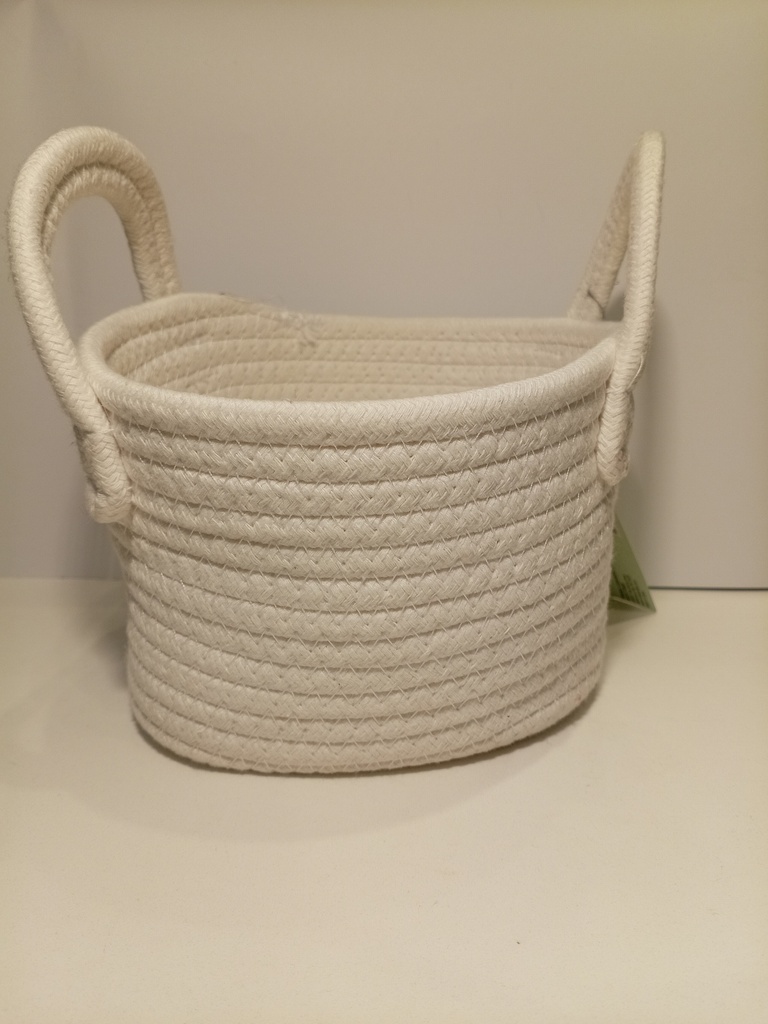 CESTA TEJIDA BLANCA THE SPRING SHOP 17.8X15.2X12,7CM