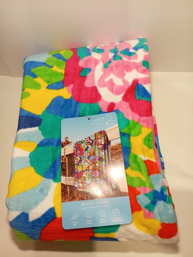 TOALLA DE BAÑO LOFT FLORES DE COLORES FONDO AZUL