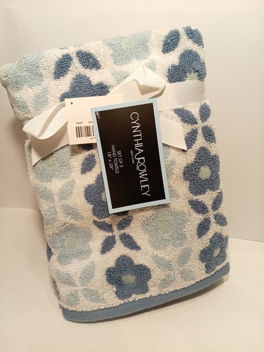 SET DE 2 TOALLA DE MANO CYNTHIA ROWLE FLORES AZULES 18X28