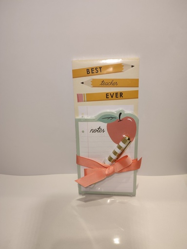 BLOCK DE NOTAS BEST TEACHER EVER- VERTICAL SET DE 2 CON BOLIGRAFO 