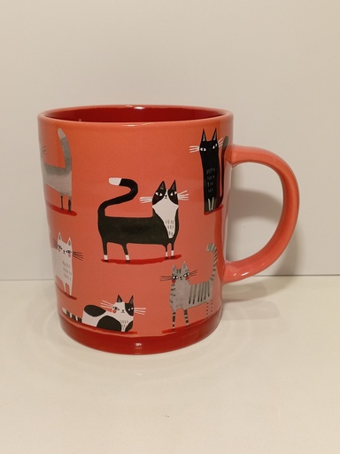 TAZA MOTIVO GATOS FONDO SALMON