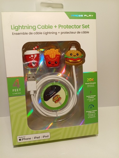 LIGHTNING CABLE+ PROTECTOR SET MOTIVO HAMBURGUESA