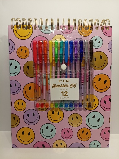 LIBRETA ESPIRAL SKETCH CARA FELIZ CON BOLIGRAFO DE GEL