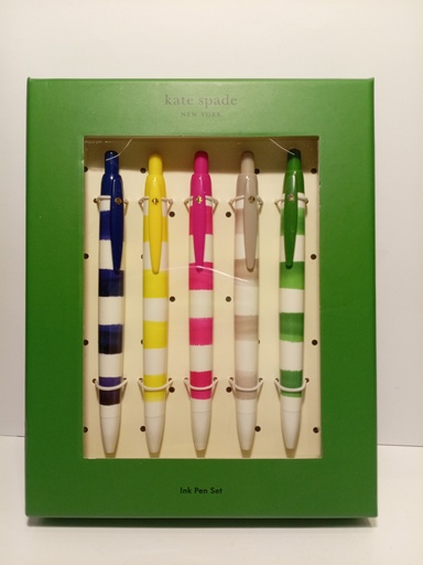 SET DE 5 BOLIGRAFOS RAYAS DE COLORES KATE SPADE