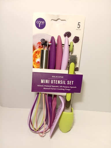 SET DE UTENCILIOS DE COCINA 5 UNI. MORADO CON VERDE