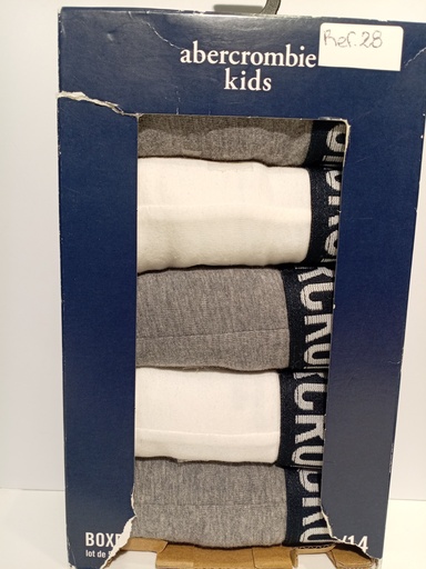 PACK 5 BOXER ABERCROMBIE KIDS TALLA13/14  BLANCOS/GRIS