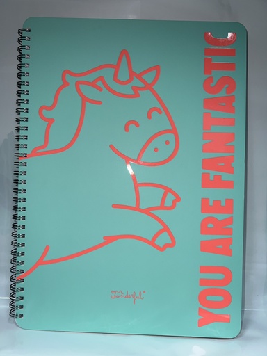 LIBRETA ESPIRAL CUADRICULADA MR.WONDERFUL VERDE UNICORNIO