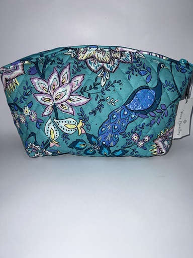 PORTACOSMETICOS FLORES FONDO TURQUESA