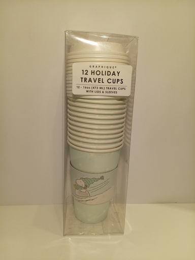 SET DE 12 VASOS DE CARTON CON TAPA GRAPHIQUE