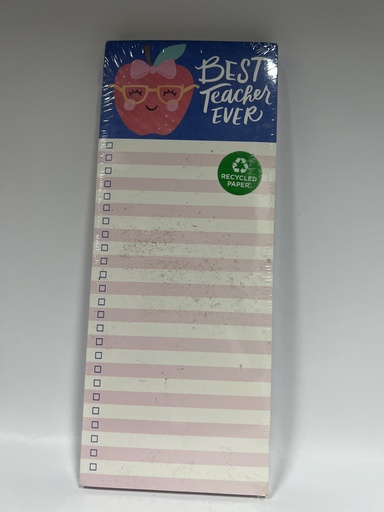 BLOCK DE NOTAS BEST TEACHER EVER- VERTICAL MANZANA