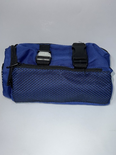 CARTUCHERA AZUL CON MALLA NEGRA