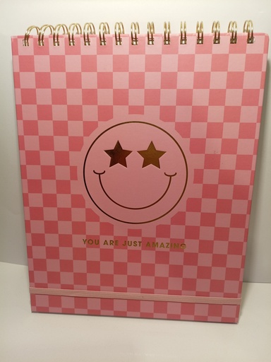 LIBRETA DE CUADROS ROSADO CARA FELIZ