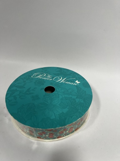 CINTA DECORATIVA FLORES ROJAS FONDO VERDE 2.2CMX2.7CM 