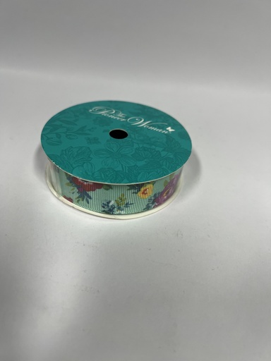 CINTA DECORATIVA FLORES DE COLORES FONDO VERDE 2.2CMX2.7