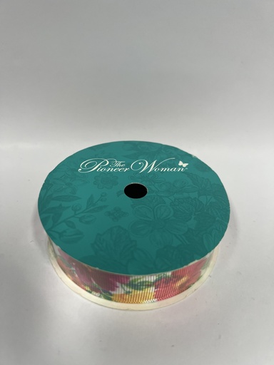 CINTA DECORATIVA FLORES DE COLORES FONDO BLANCO 2.2CMX2.7 