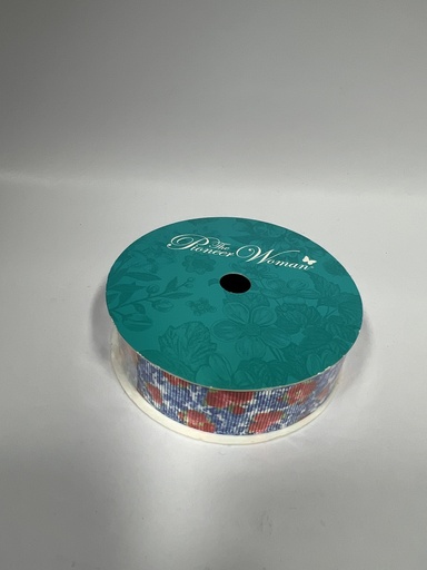 CINTA DECORATIVA FLORES ROJAS FONDO AZUL 2.2CMX2.7 