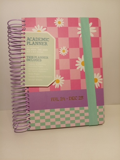 PLANIFICADOR ESPIRAL ROSADA CON MARGARITAS