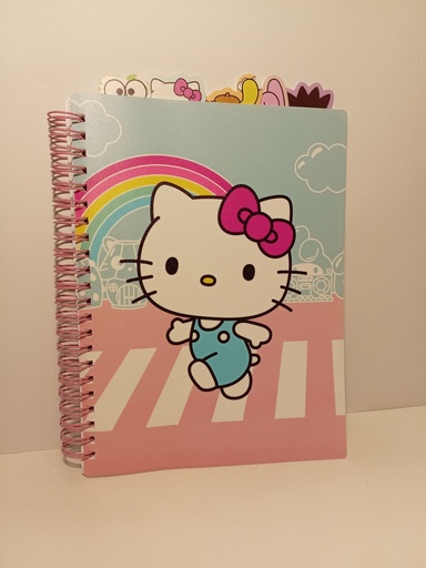 LIBRETA ESPIRAL DE HELLO KITTY/ARCOIRIS CON SEPARADORES