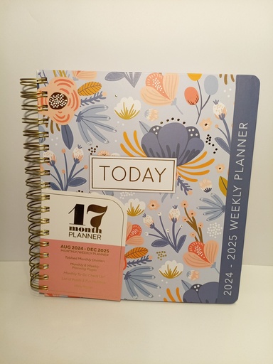 PLANIFICADOR ESPIRAL FLORES FONDO AZUL