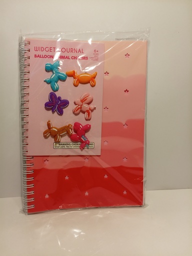 LIBRETA DE NOTAS ROSADA CON GLOBOS ANIMALES 