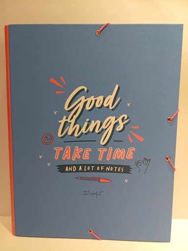 CARPETA CON LIGA MR.WONDERFUL AZUL CON ROSADO