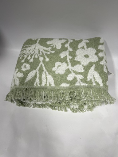 TOALLA DE BAÑO DEBORAH CONNOLLY FLORES BLANCAS FONDO VERDE