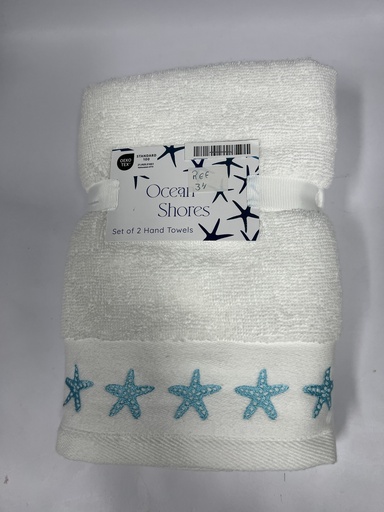 SET DE 2 TOALLAS DE MANO OCEAN SHORES BLANCA ESTRELLA DE MAR