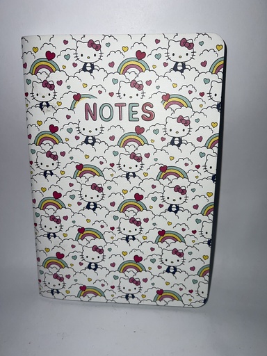 LIBRETA DE NOTAS FONDO BLANCO CARA DE HELLO KITTY ARCOIRIS