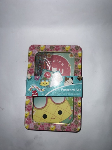 POSTCARD SET SQUISHMALLOWS LATA ROSADA CON PIÑAS