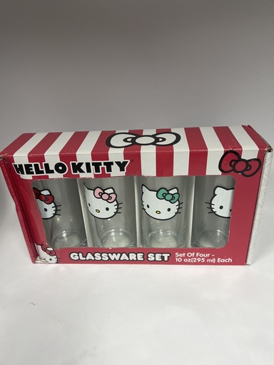 SET DE 4 VASOS DE VIDRIO HELLO KITTY