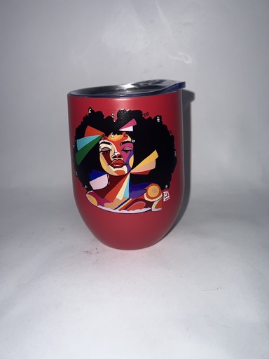 VASO TERMICO ROJO CON CARA DE MUJER 