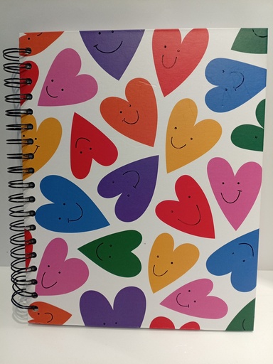 LIBRETA ESPIRAL CORAZONES DE COLORES